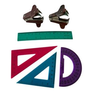 🦋 5/$25 - Miscellaneous School Supplies: Geometry Rulers and VTG Staple Removers